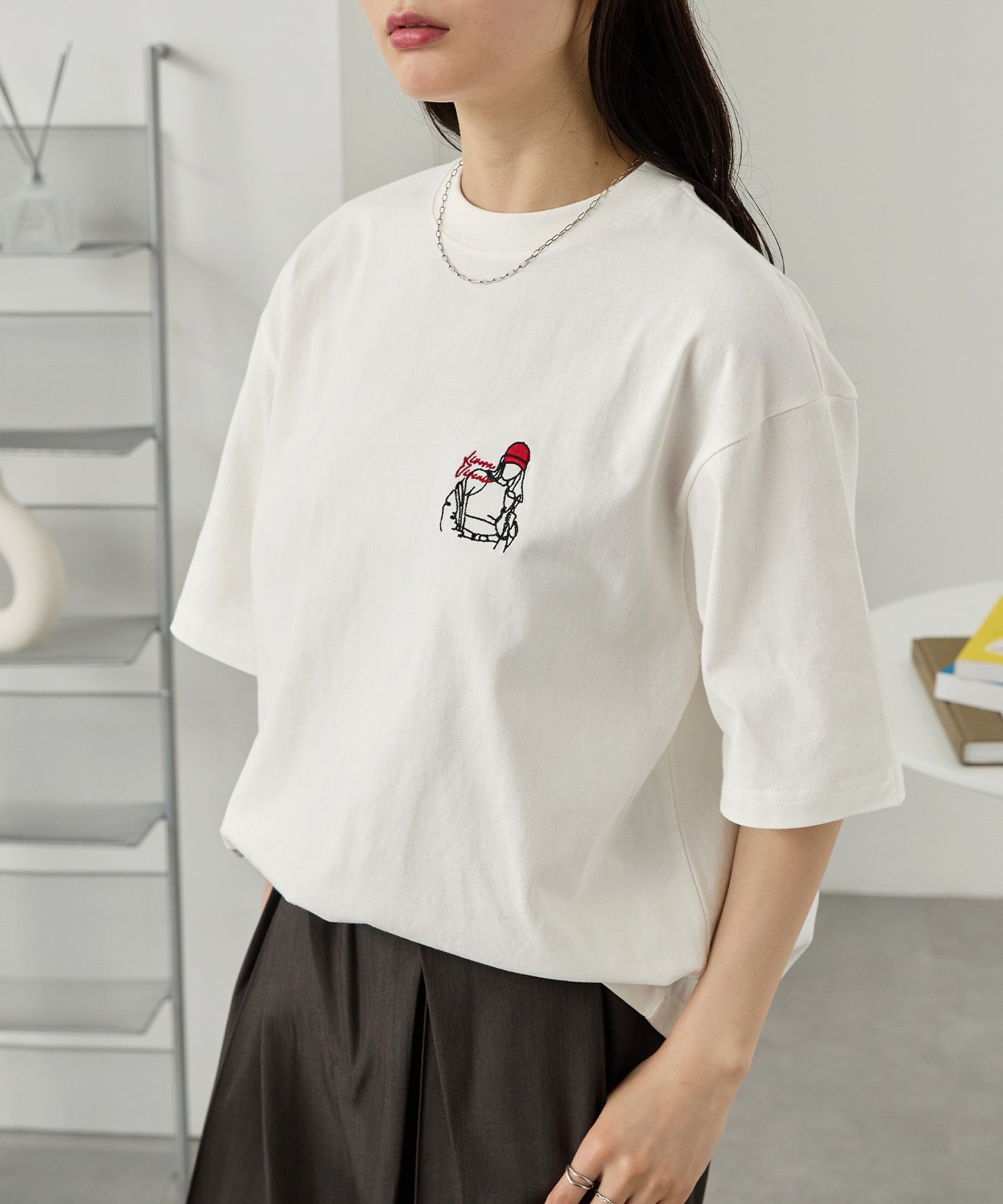 MONO-MART 刺繡圖案短袖T恤