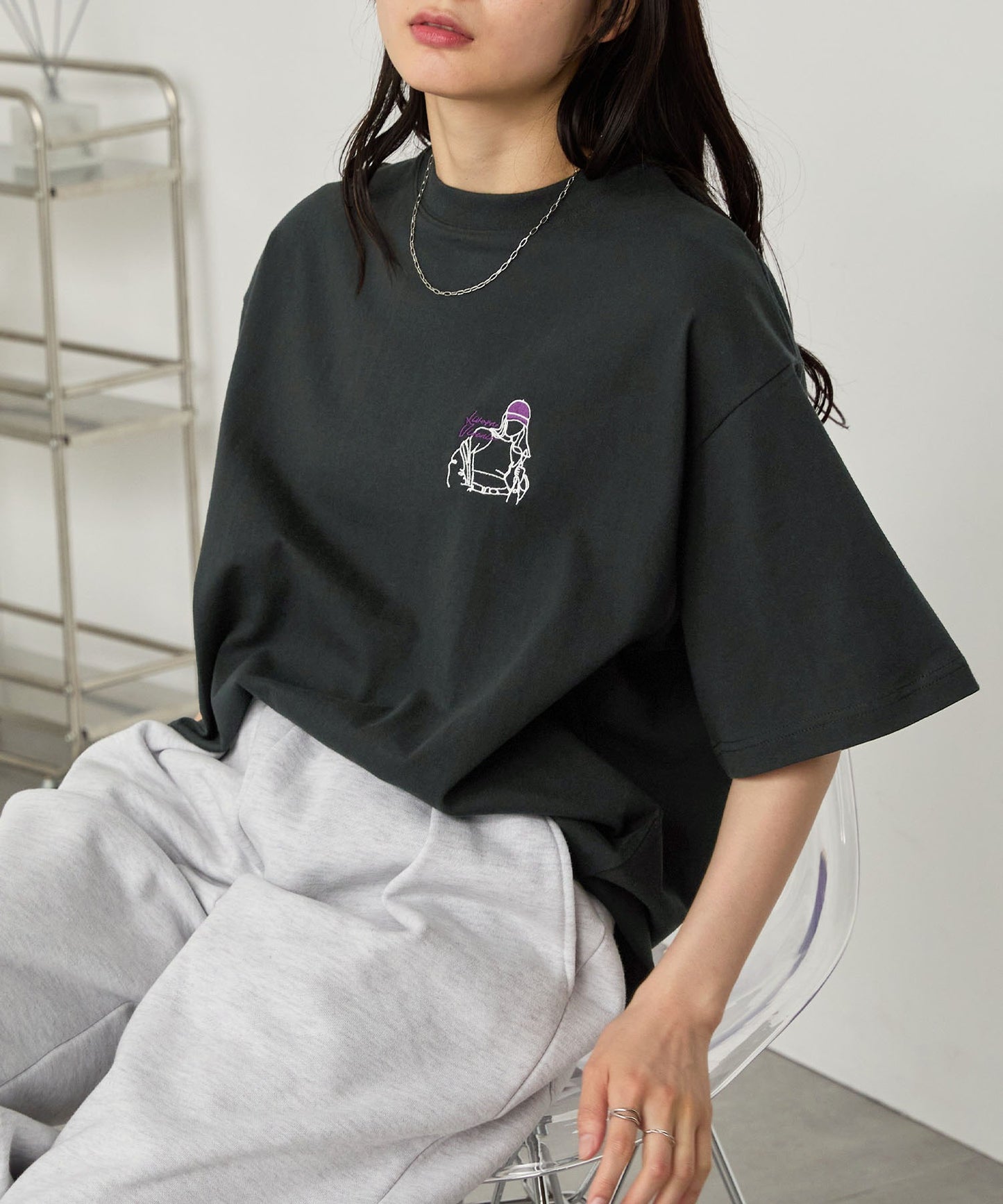 MONO-MART 刺繡圖案短袖T恤