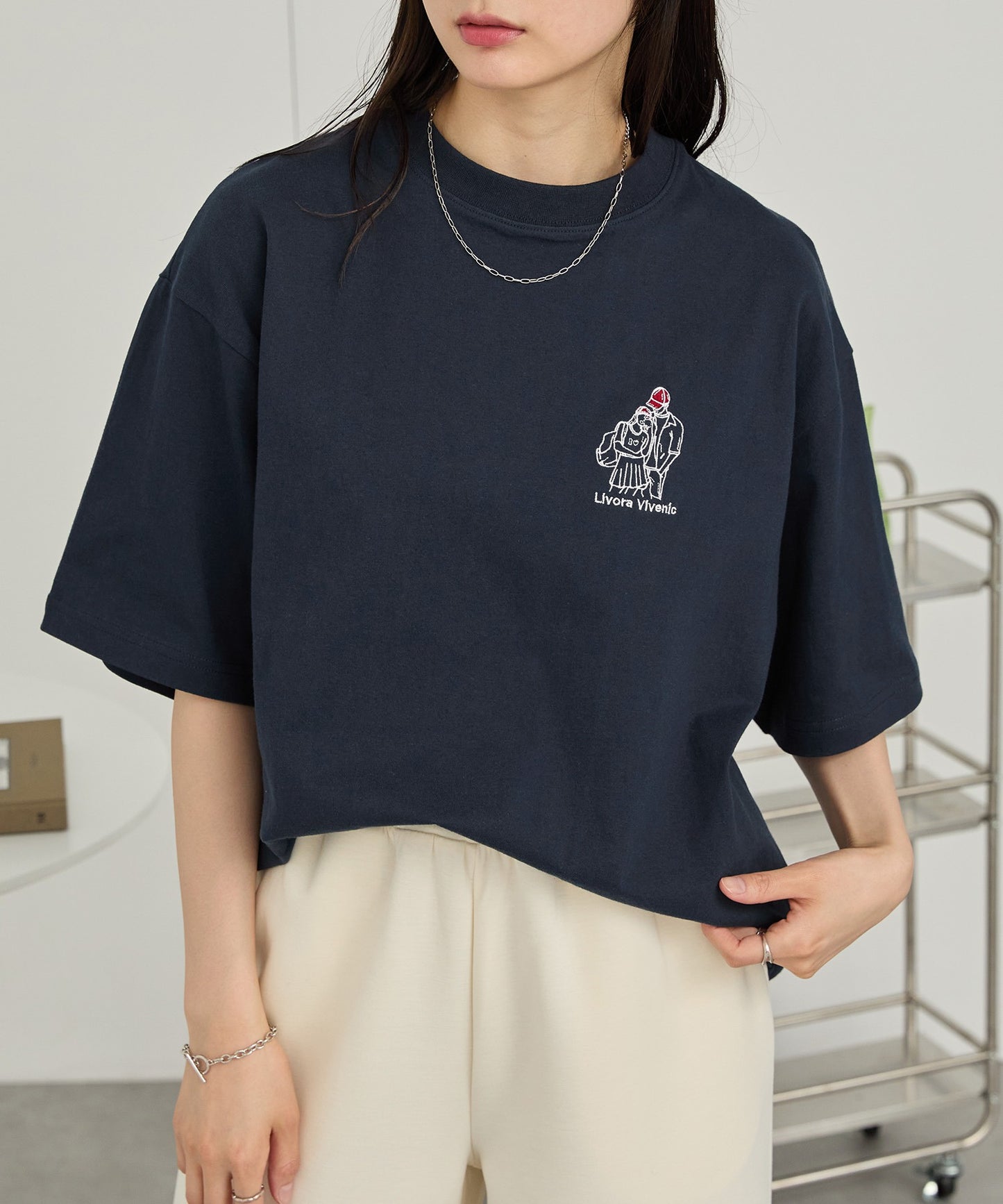 MONO-MART 刺繡圖案短袖T恤