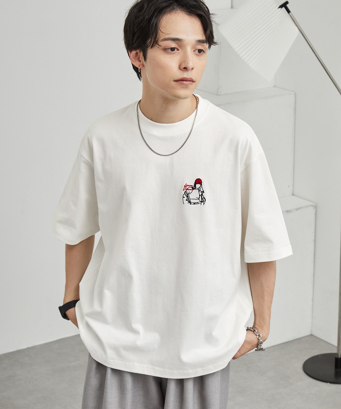 MONO-MART 刺繡圖案短袖T恤