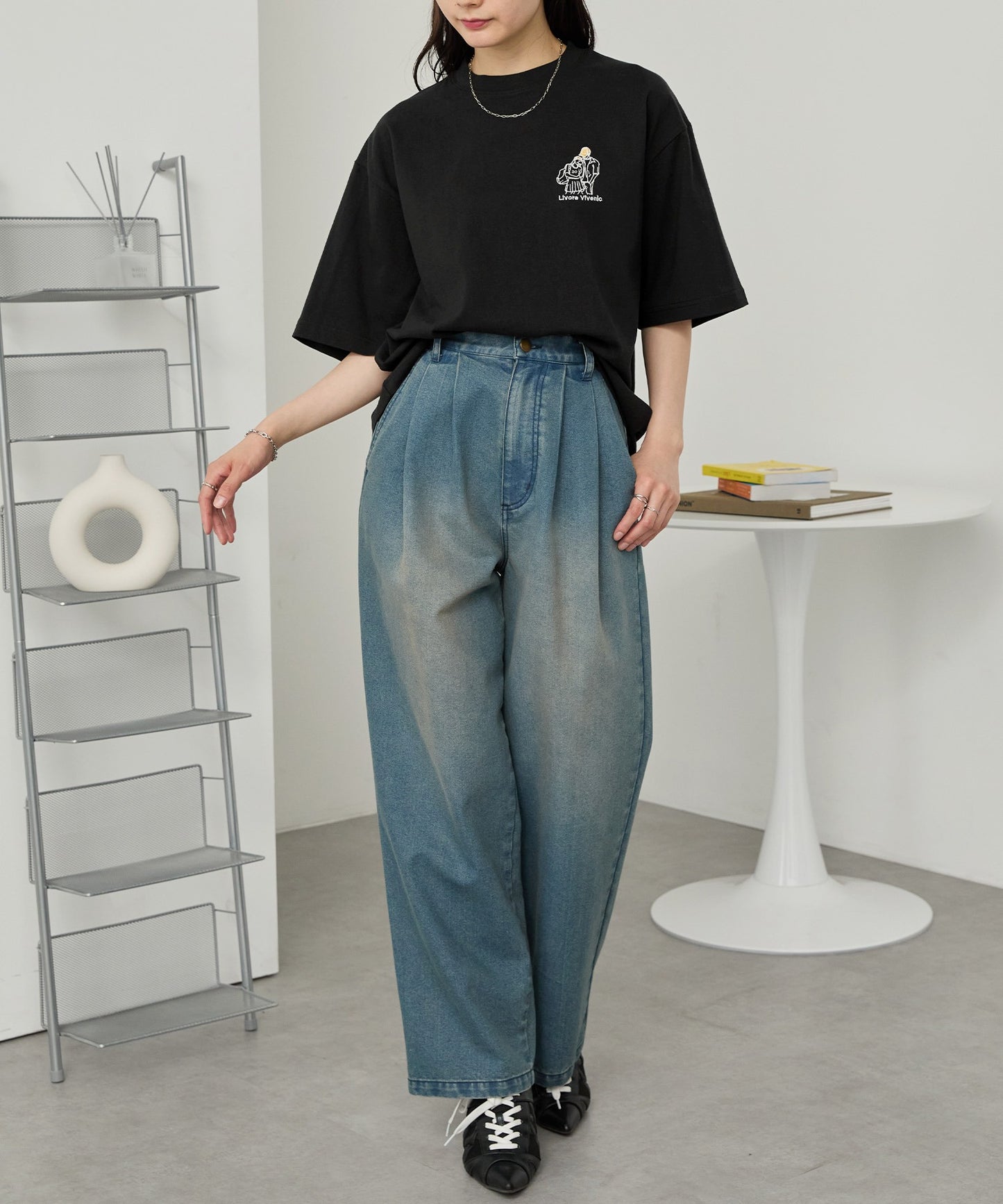 MONO-MART 刺繡圖案短袖T恤