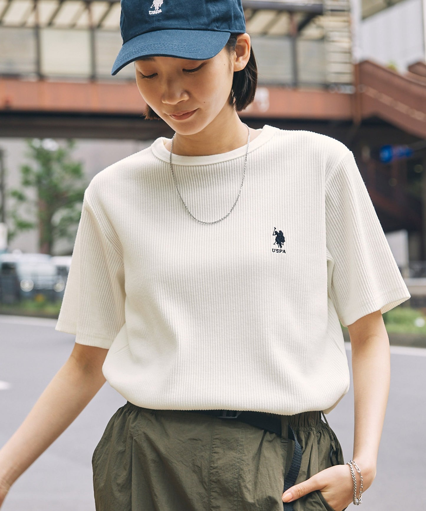 U.S. POLO ASSN. one-point embroidery T-shirt 羅紋短袖上衣