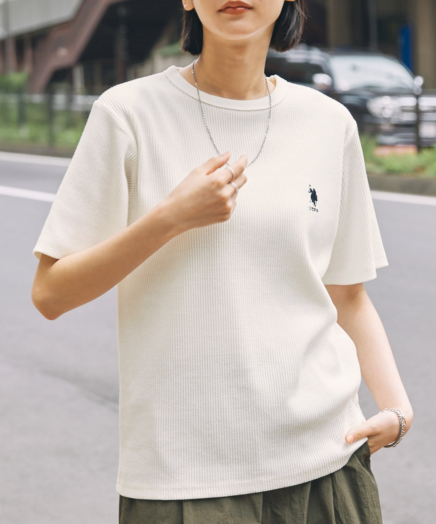 U.S. POLO ASSN. one-point embroidery T-shirt 羅紋短袖上衣
