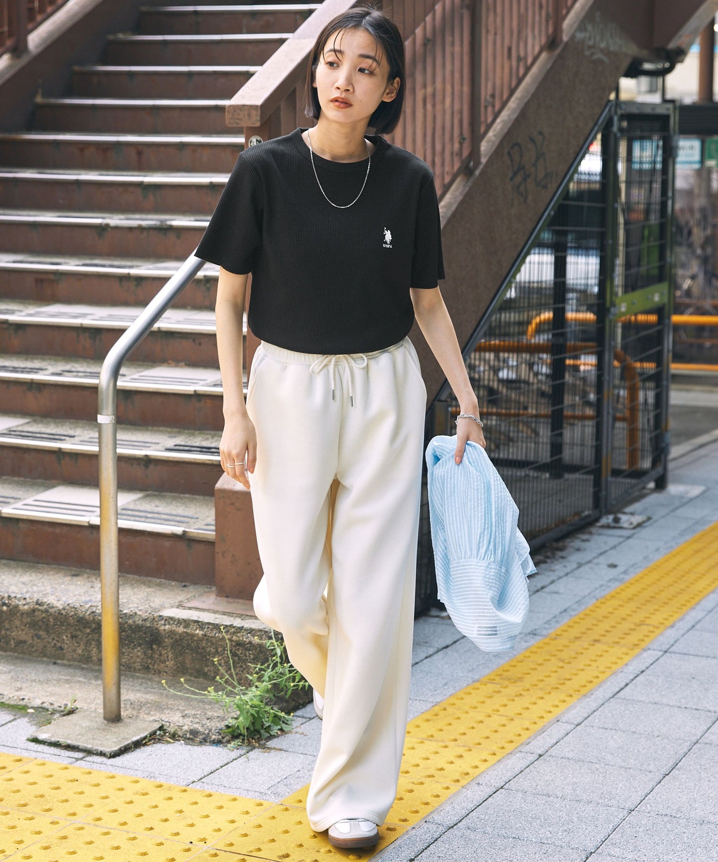U.S. POLO ASSN. one-point embroidery T-shirt 羅紋短袖上衣