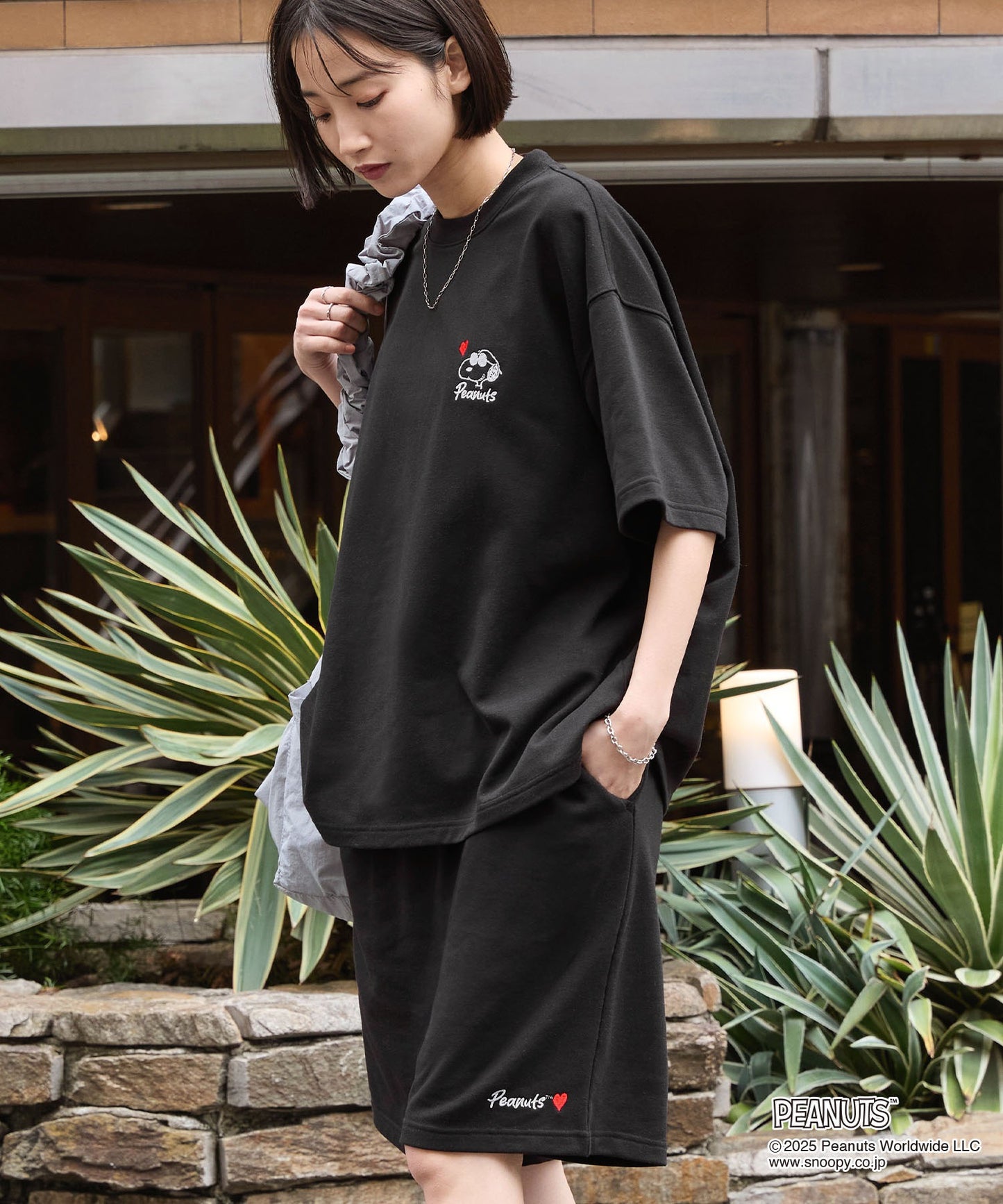 MONO-MART x Peanuts Snoopy set with one-point heart embroidery 史努比短袖套裝