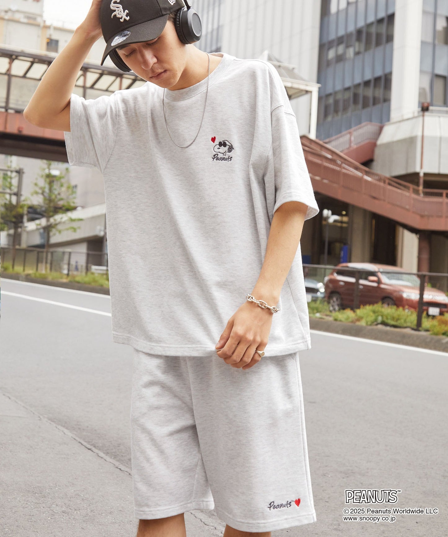 MONO-MART x Peanuts Snoopy set with one-point heart embroidery 史努比短袖套裝