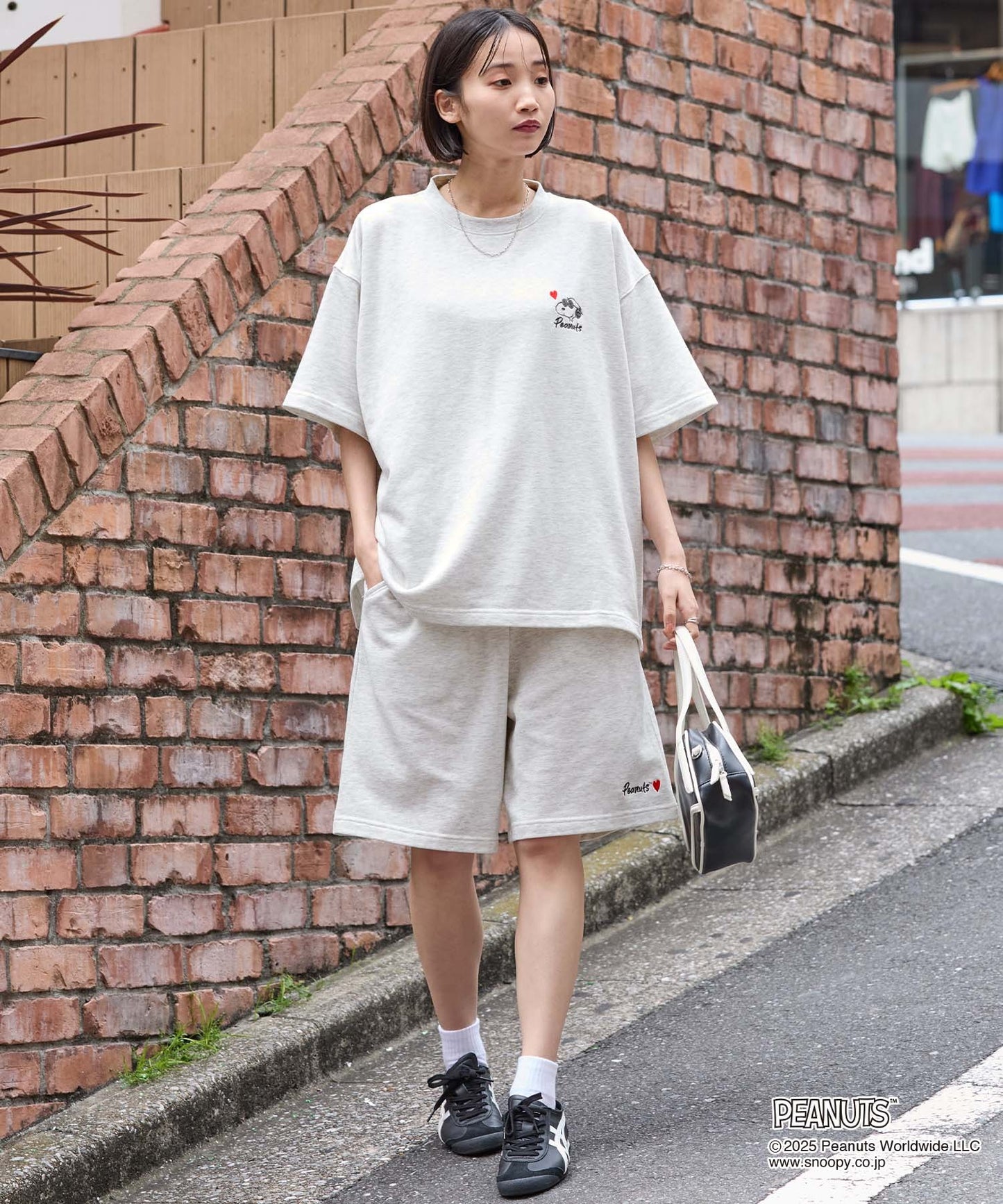 MONO-MART x Peanuts Snoopy set with one-point heart embroidery 史努比短袖套裝