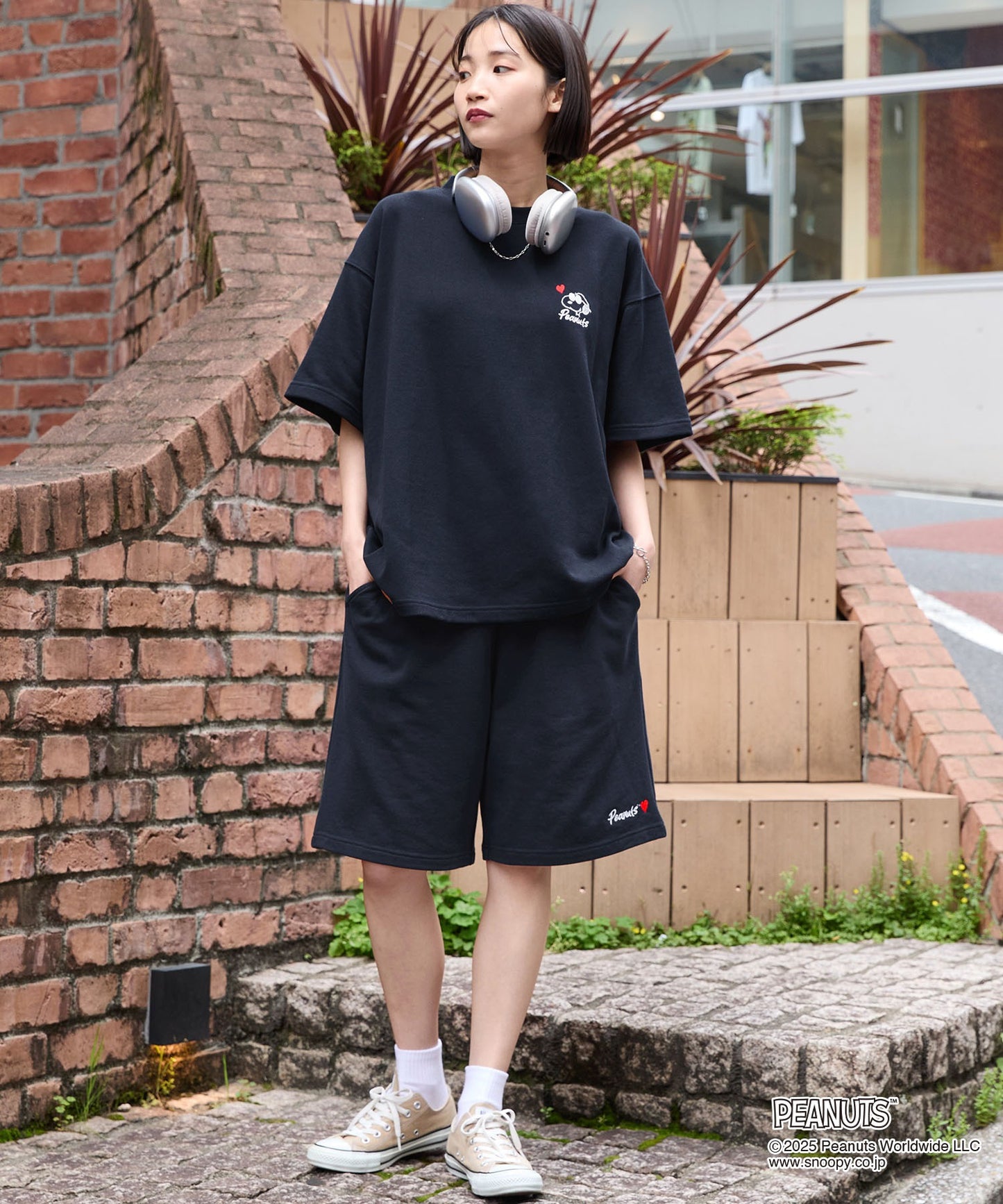 MONO-MART x Peanuts Snoopy set with one-point heart embroidery 史努比短袖套裝