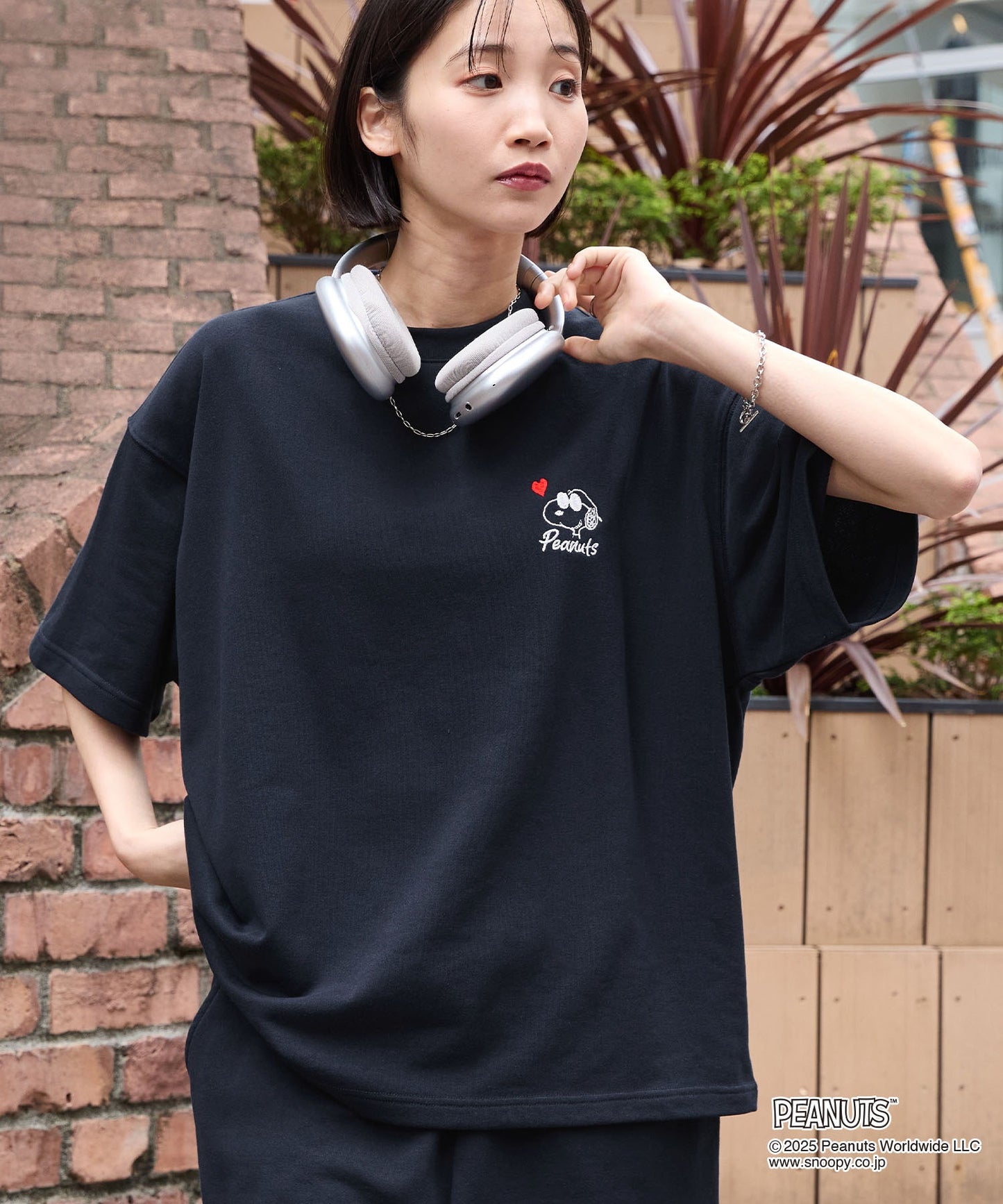 MONO-MART x Peanuts Snoopy set with one-point heart embroidery 史努比短袖套裝