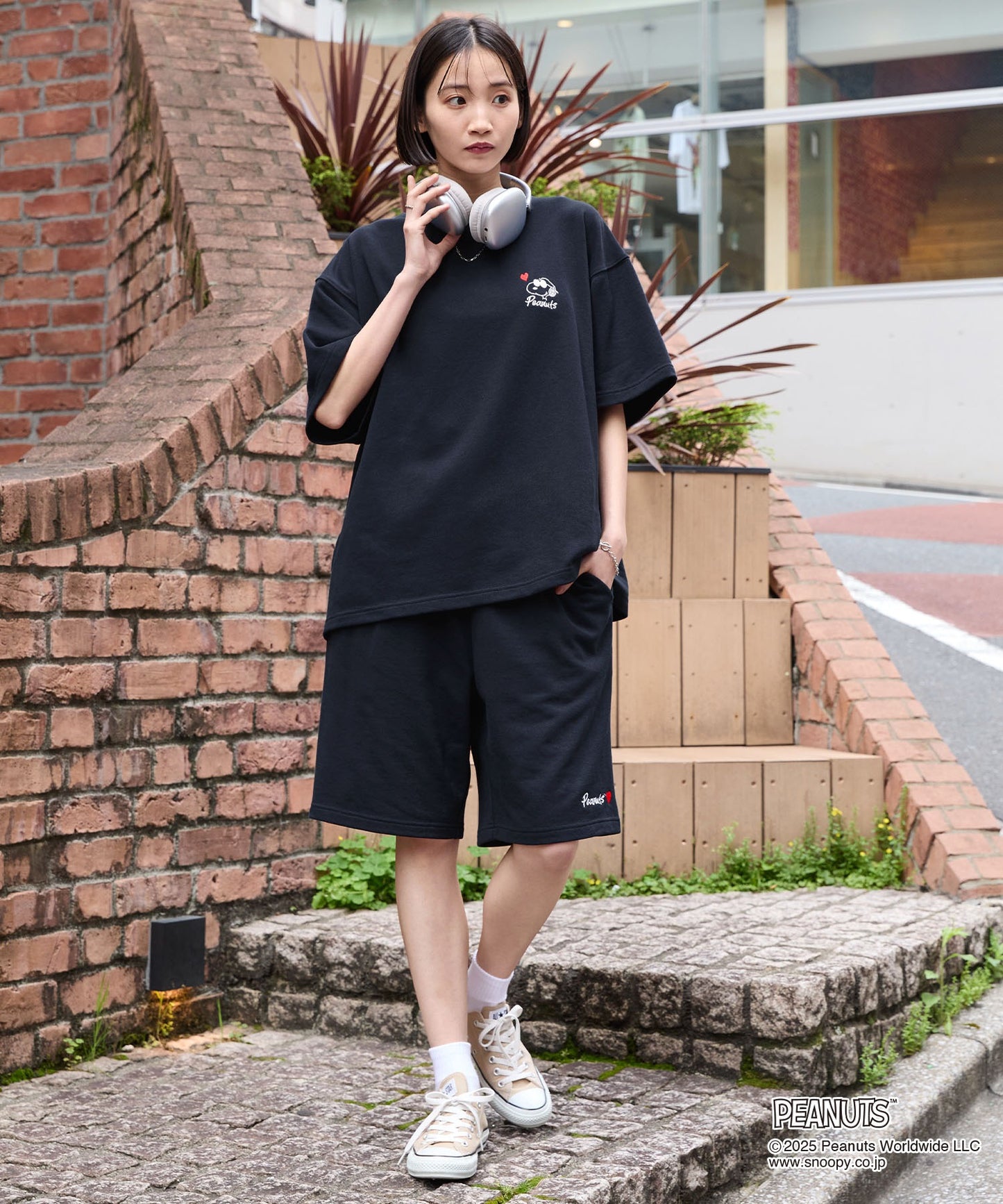 MONO-MART x Peanuts Snoopy set with one-point heart embroidery 史努比短袖套裝
