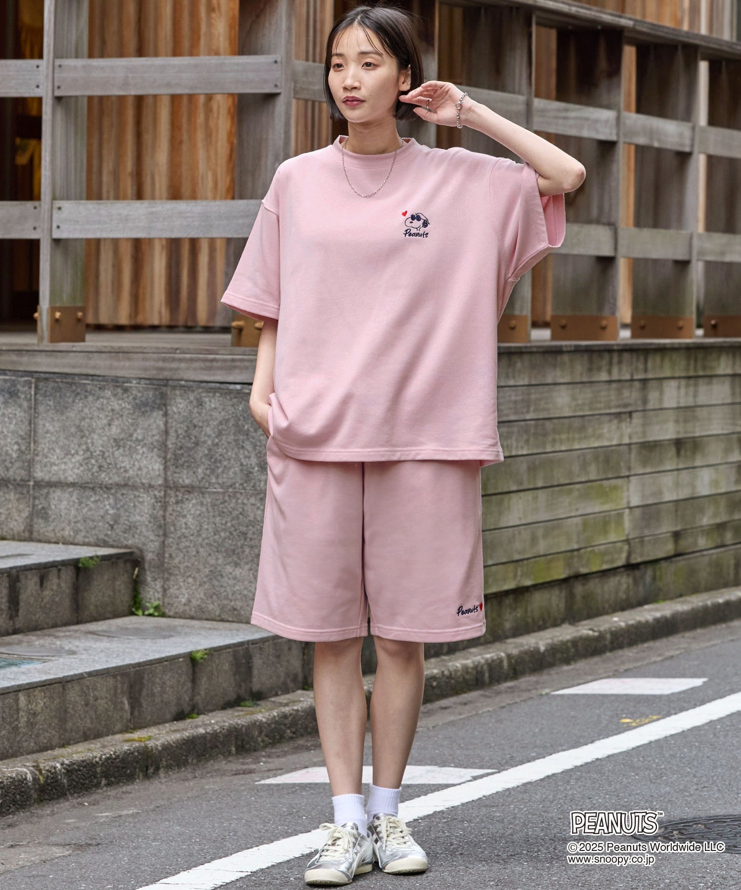 MONO-MART x Peanuts Snoopy set with one-point heart embroidery 史努比短袖套裝