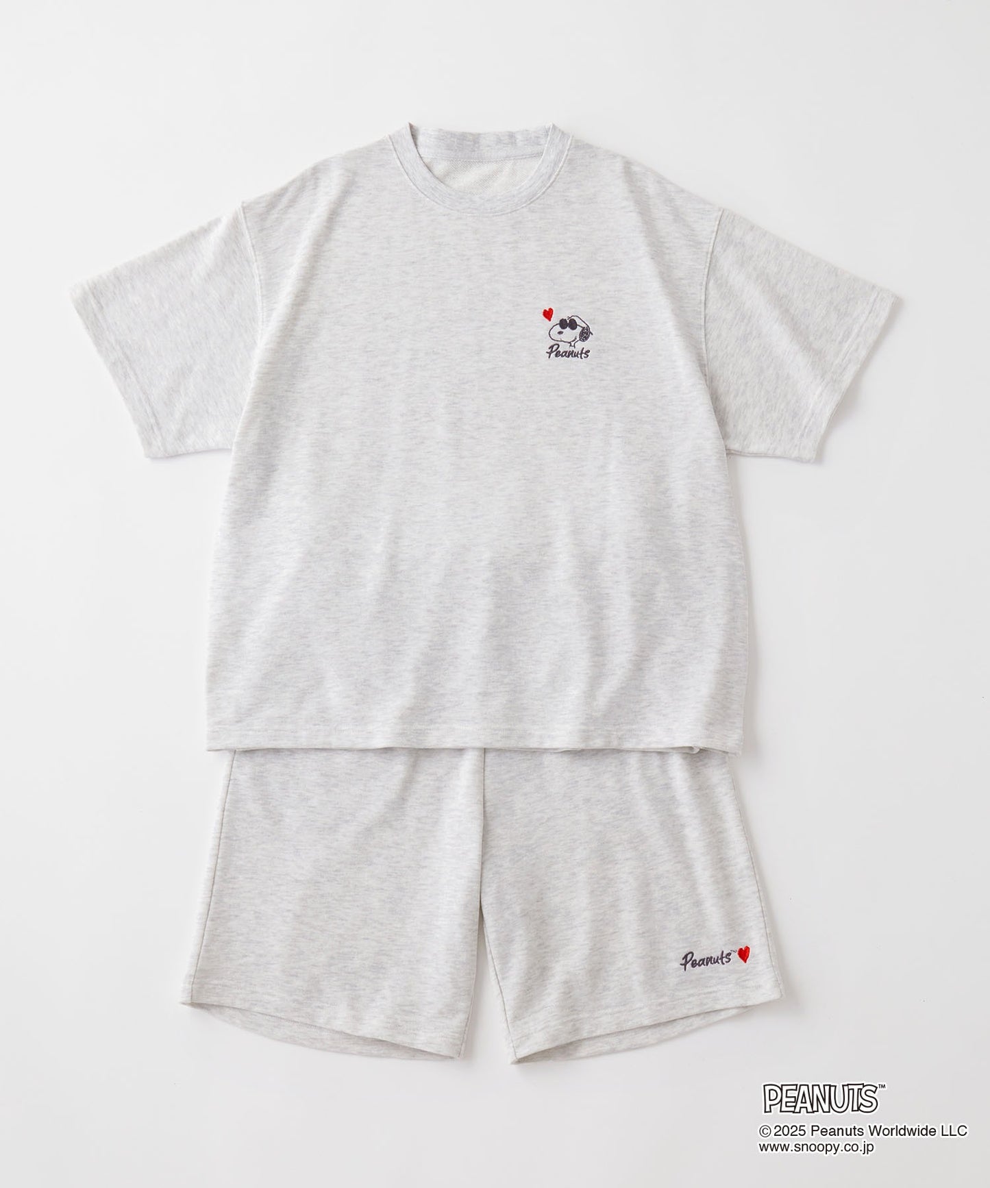 MONO-MART x Peanuts Snoopy set with one-point heart embroidery 史努比短袖套裝