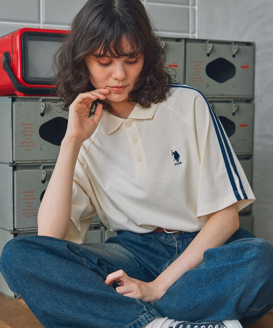 U.S. POLO ASSN. 刺繡LOGO條紋短袖Polo衫