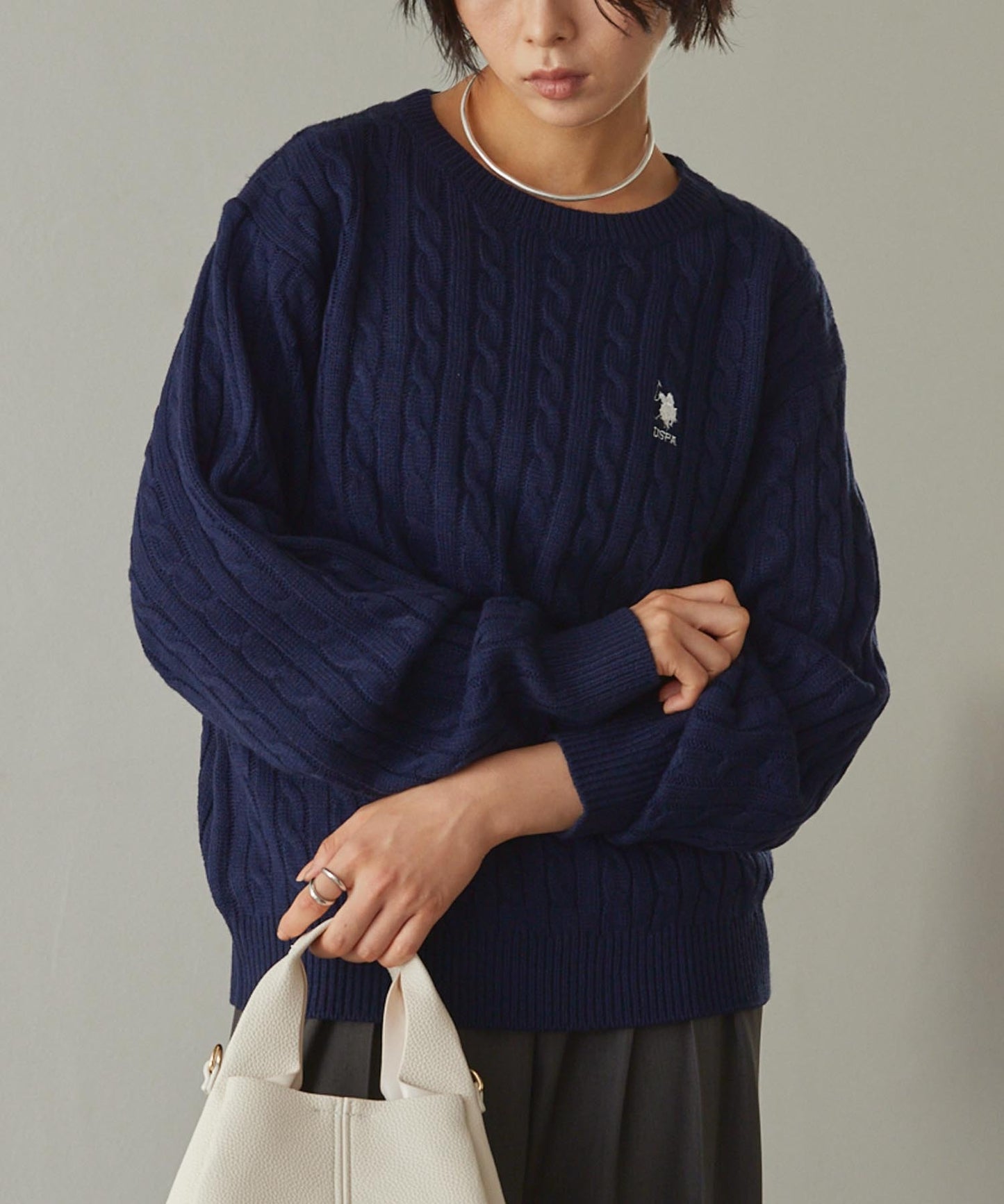 U.S. POLO ASSN. 刺繡LOGO 麻花針織衫