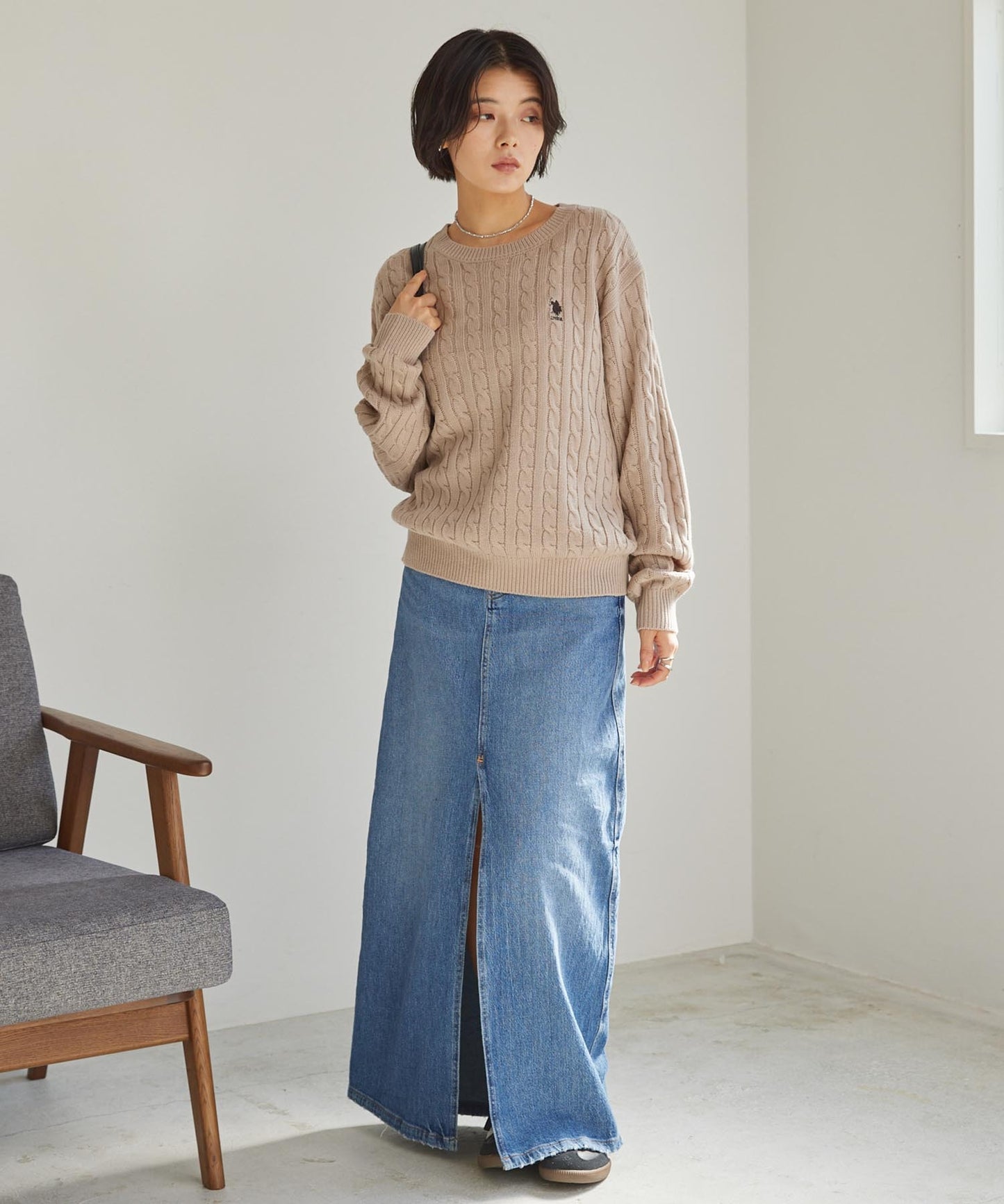 U.S. POLO ASSN. 刺繡LOGO 麻花針織衫