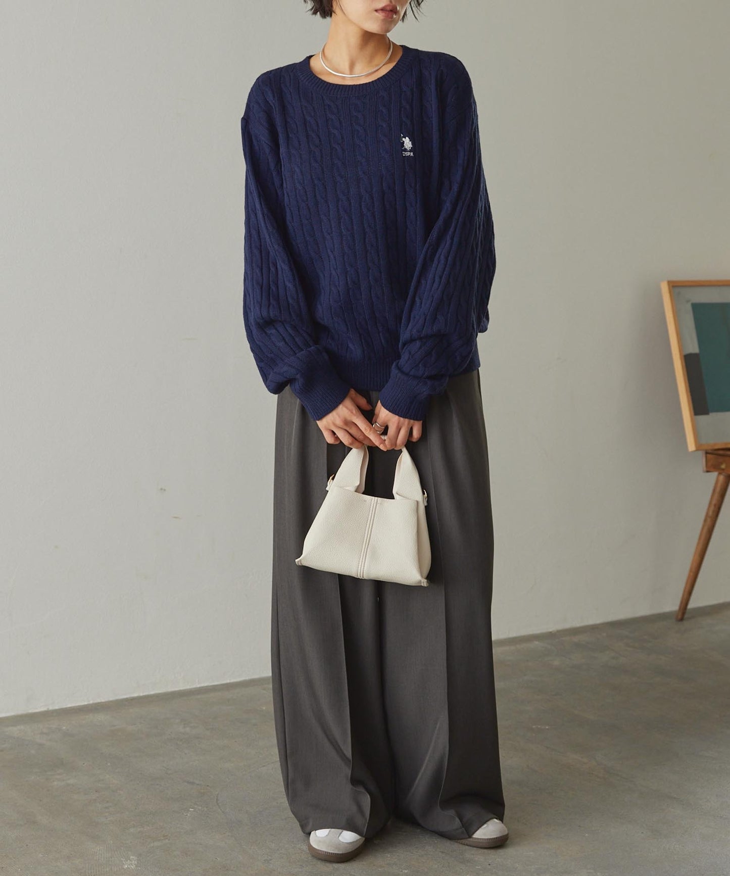 U.S. POLO ASSN. 刺繡LOGO 麻花針織衫