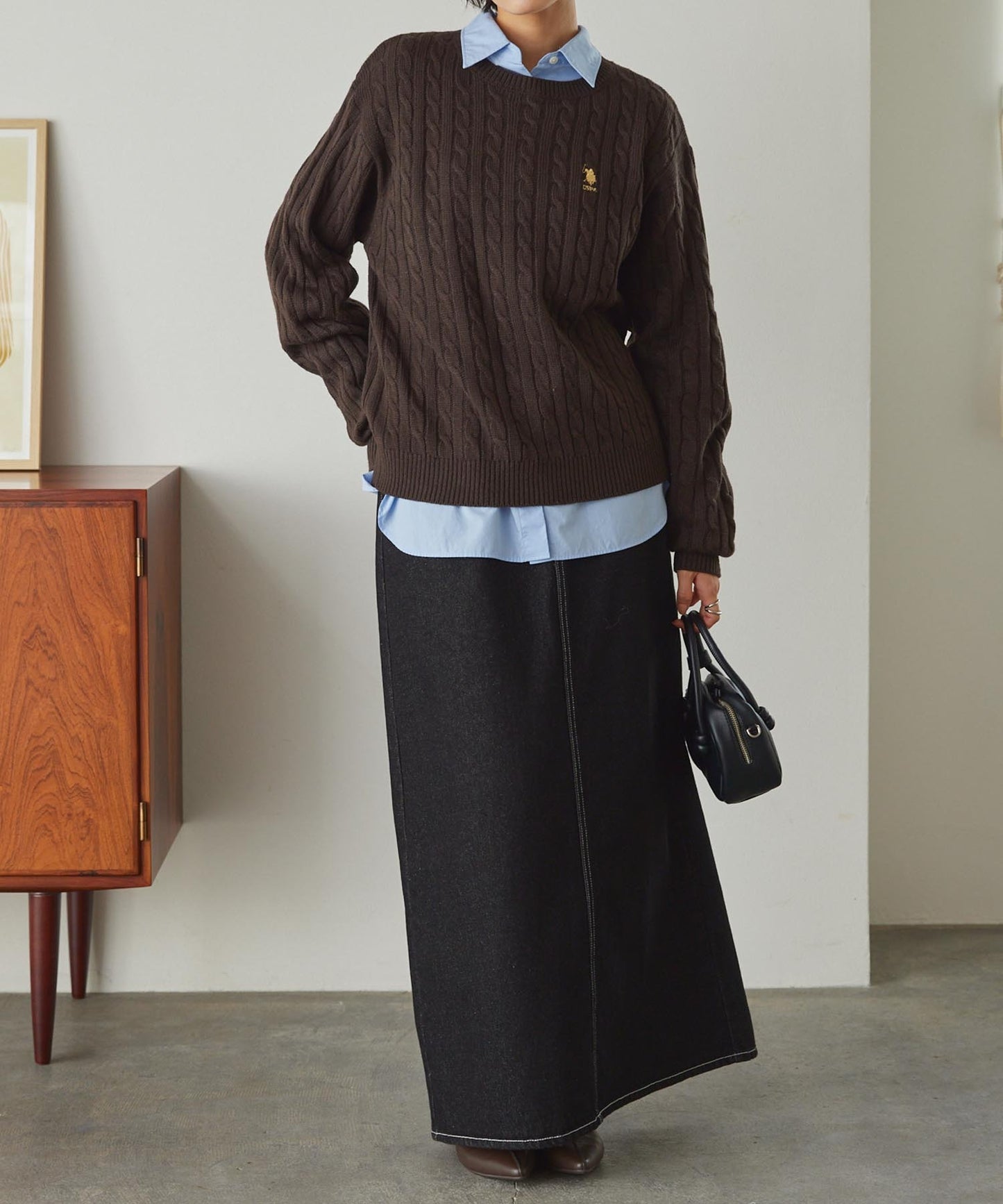 U.S. POLO ASSN. 刺繡LOGO 麻花針織衫