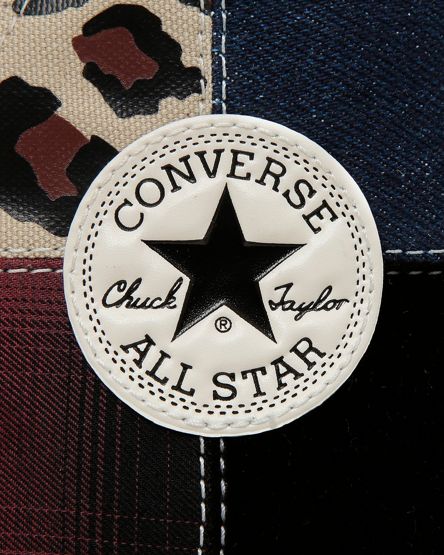 日本限定 CONVERSE ALL STAR AGED MATERIALBLOC HI 拼接豹紋高筒帆布鞋