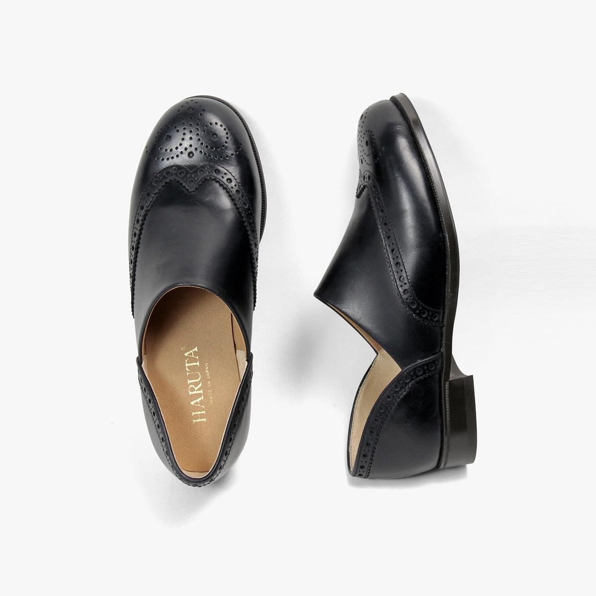 日本製HARUTA 油蠟皮 雕花翼紋 Spock 樂福鞋 #503