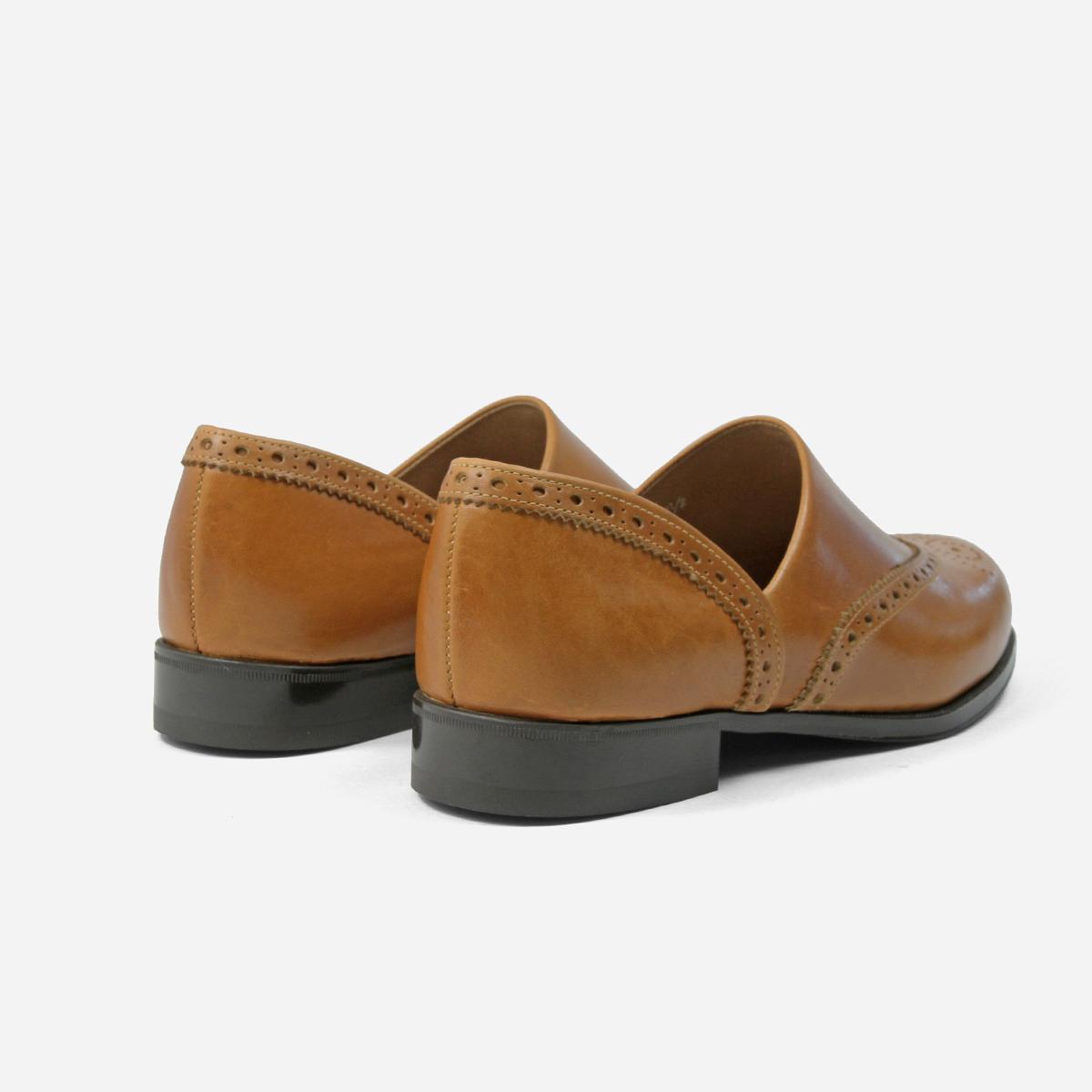 日本製HARUTA 油蠟皮 雕花翼紋 Spock 樂福鞋 #503