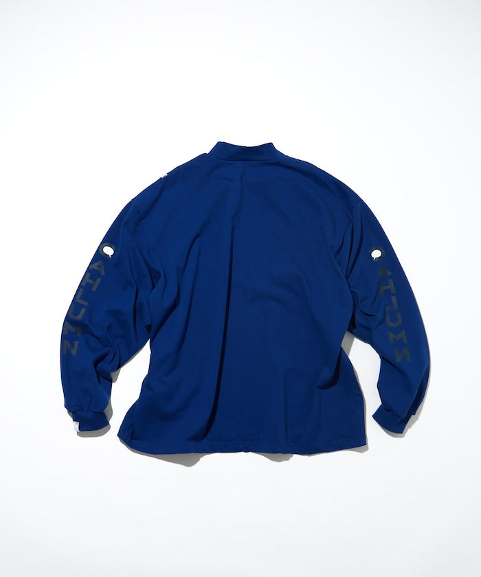 CAHLUMN Heavy weight Jersey Mock Neck L/S Print Tee厚磅棉質長袖logo大學T