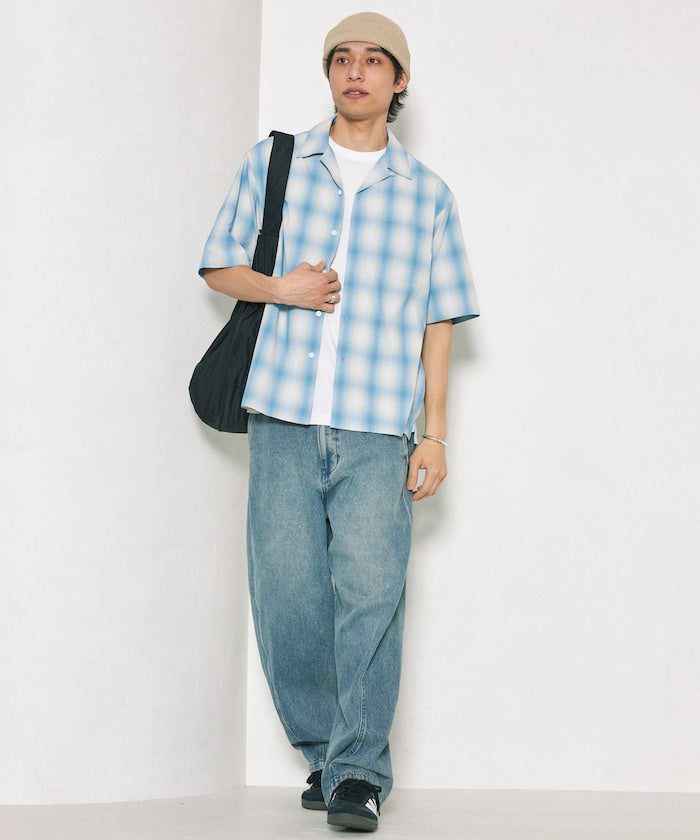 FREAK'S STORE NEW LOOSE FIT OMBRE CHECK SHIRT SS 短袖格紋襯衫