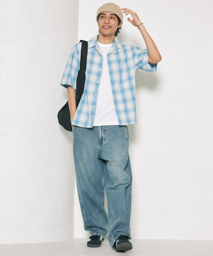 FREAK'S STORE NEW LOOSE FIT OMBRE CHECK SHIRT SS 短袖格紋襯衫