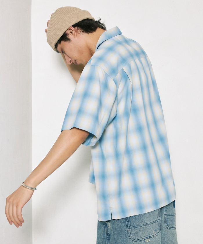 FREAK'S STORE NEW LOOSE FIT OMBRE CHECK SHIRT SS 短袖格紋襯衫