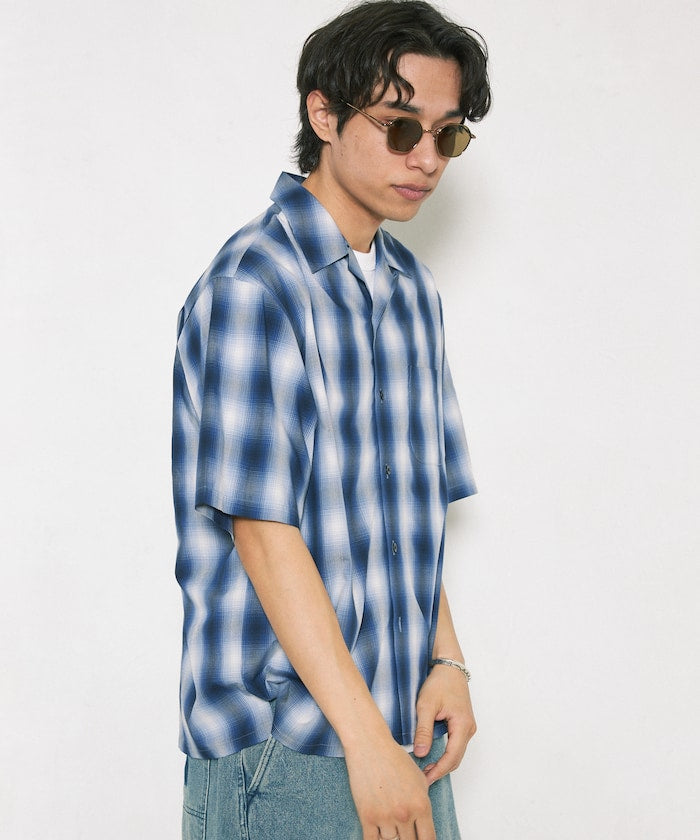 FREAK'S STORE NEW LOOSE FIT OMBRE CHECK SHIRT SS 短袖格紋襯衫