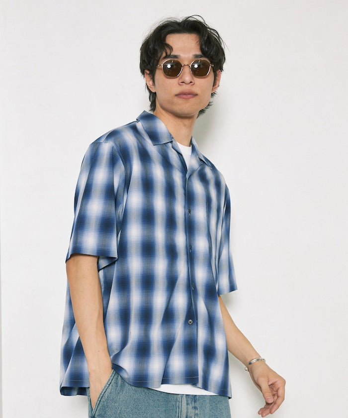 FREAK'S STORE NEW LOOSE FIT OMBRE CHECK SHIRT SS 短袖格紋襯衫