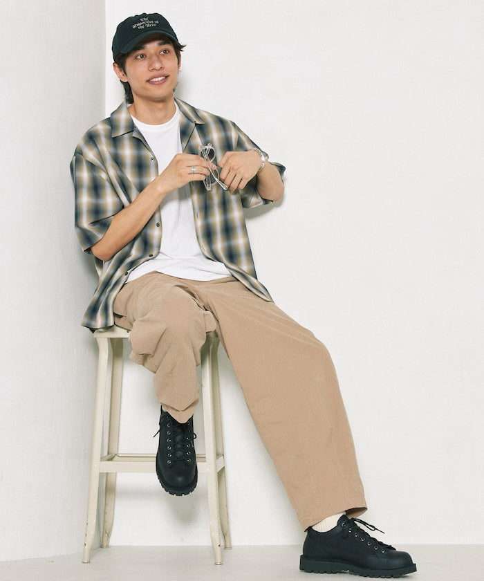 FREAK'S STORE NEW LOOSE FIT OMBRE CHECK SHIRT SS 短袖格紋襯衫