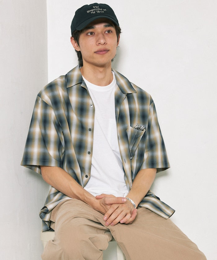 FREAK'S STORE NEW LOOSE FIT OMBRE CHECK SHIRT SS 短袖格紋襯衫