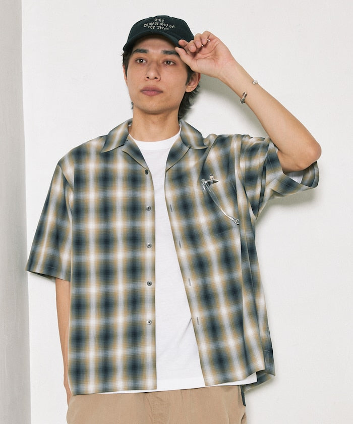 FREAK'S STORE NEW LOOSE FIT OMBRE CHECK SHIRT SS 短袖格紋襯衫