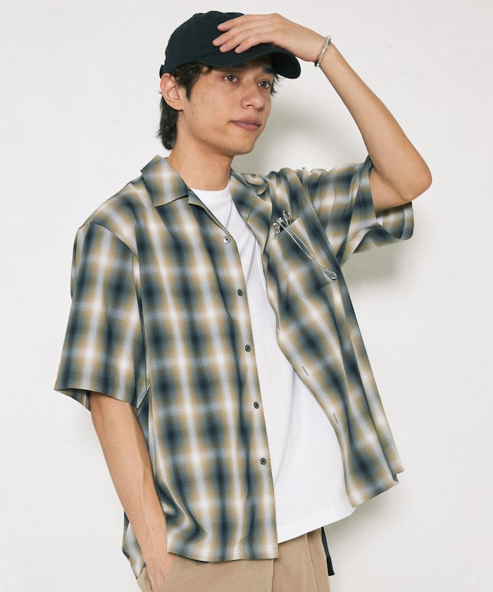 FREAK'S STORE NEW LOOSE FIT OMBRE CHECK SHIRT SS 短袖格紋襯衫