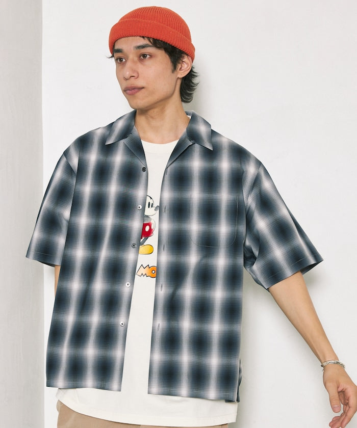 FREAK'S STORE NEW LOOSE FIT OMBRE CHECK SHIRT SS 短袖格紋襯衫