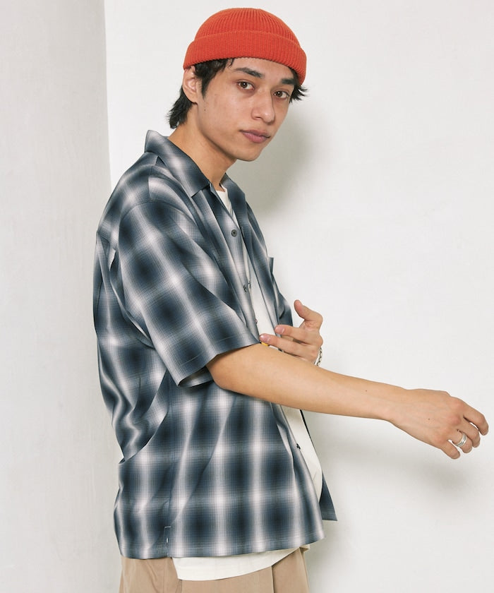 FREAK'S STORE NEW LOOSE FIT OMBRE CHECK SHIRT SS 短袖格紋襯衫