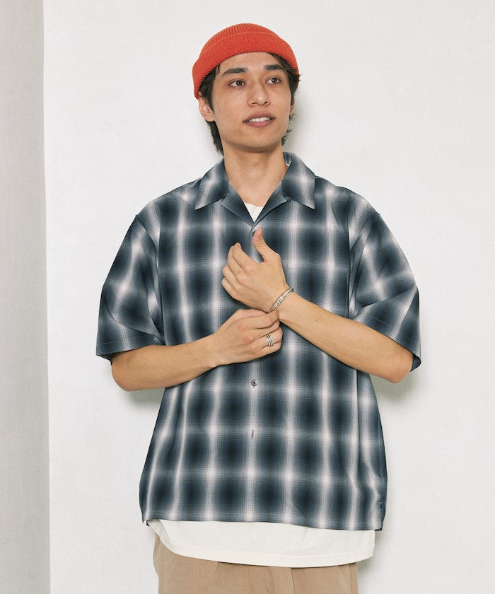 FREAK'S STORE NEW LOOSE FIT OMBRE CHECK SHIRT SS 短袖格紋襯衫