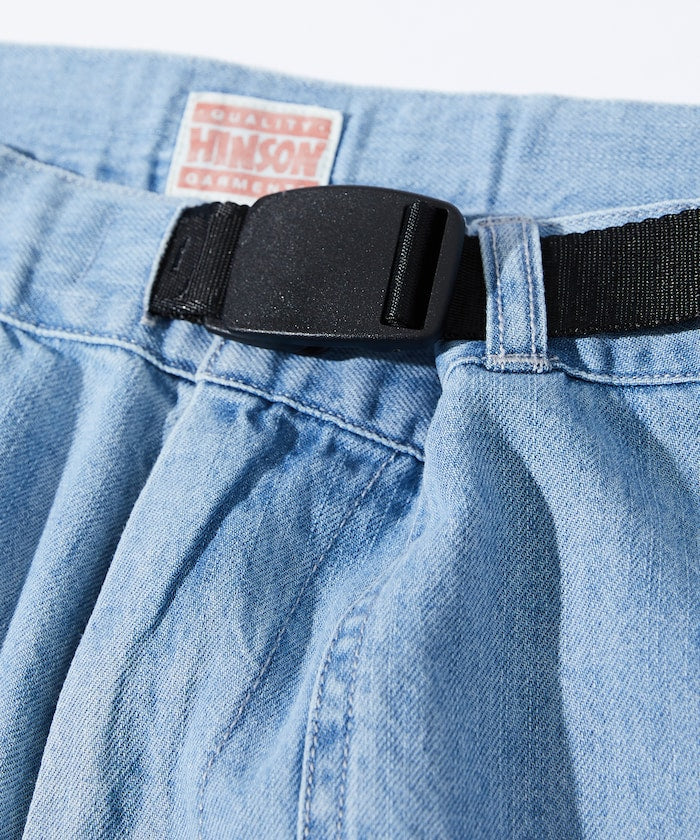 HINSON 限定 寬版錐形剪裁織帶工裝牛仔褲