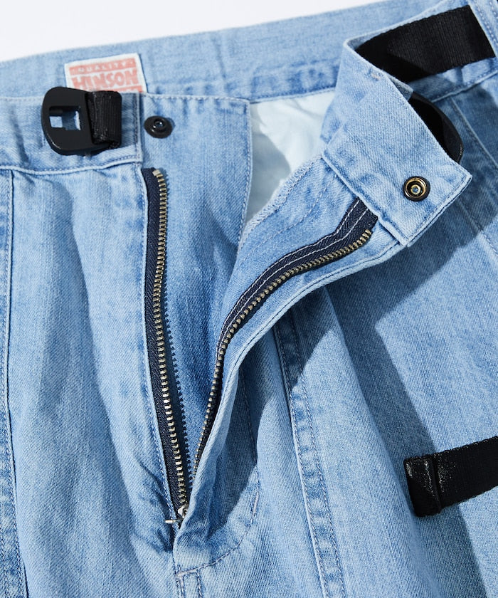 HINSON 限定 寬版錐形剪裁織帶工裝牛仔褲