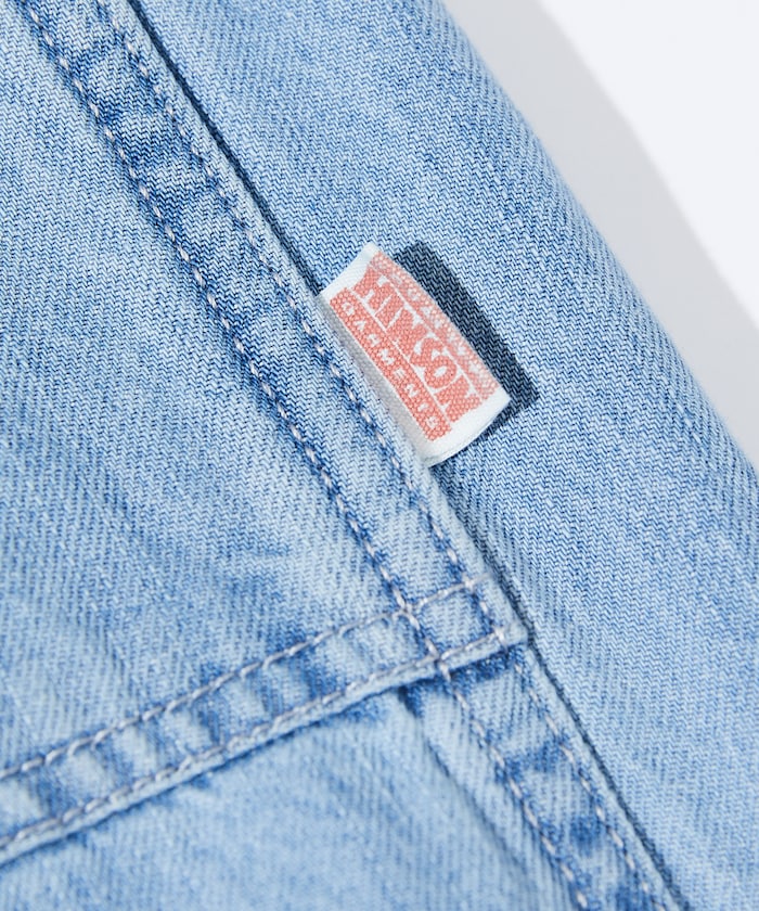 HINSON 限定 寬版錐形剪裁織帶工裝牛仔褲