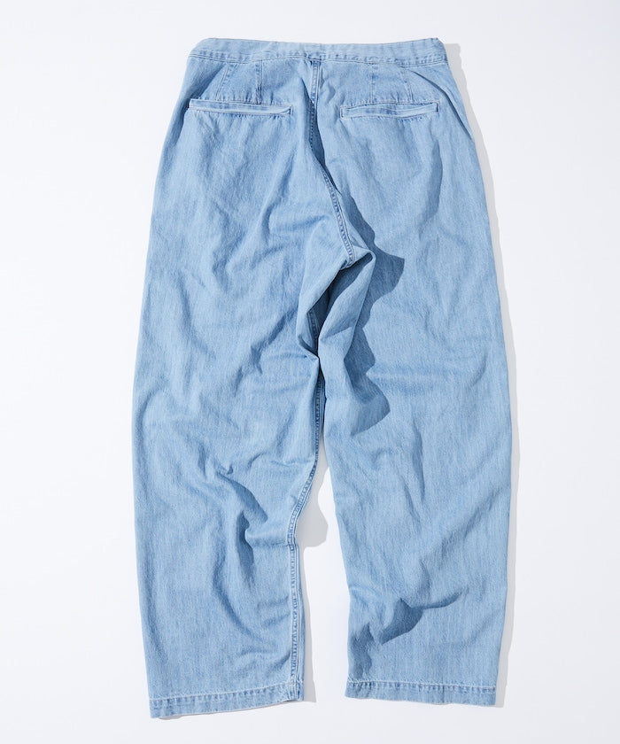 HINSON 限定 寬版錐形剪裁織帶工裝牛仔褲