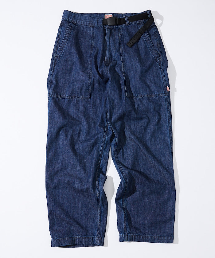 HINSON 限定 寬版錐形剪裁織帶工裝牛仔褲