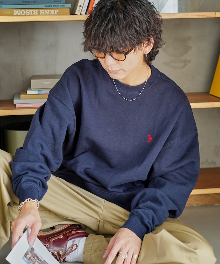 U.S. POLO ASSN. X PUBLUX 獨家設計刺繡Logo加絨圓領大學T