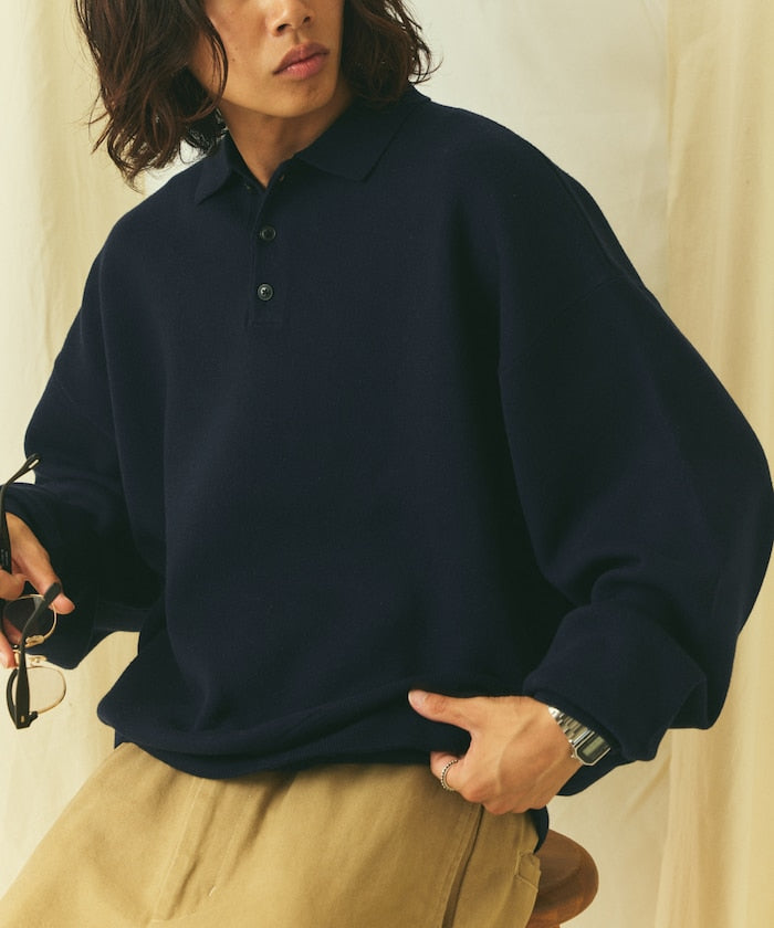 FREAK'S STORE Relax Fit 休閒寬版毛衣質感翻領針織衫