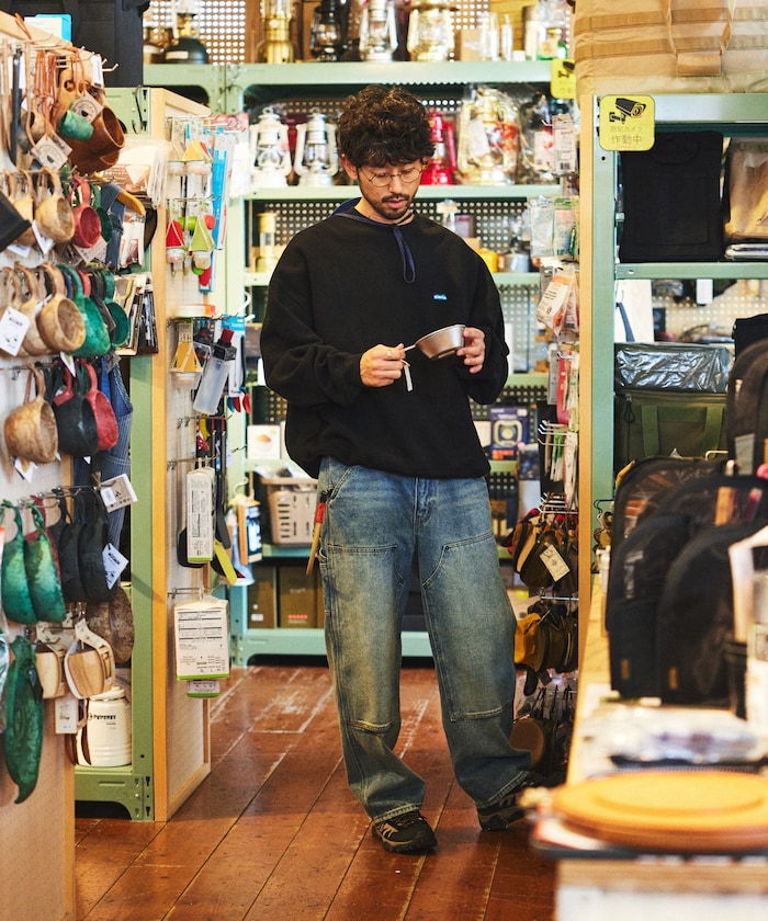 特價 KAVU×FREAK'S STORE 限量寬版圓領抽繩大學T