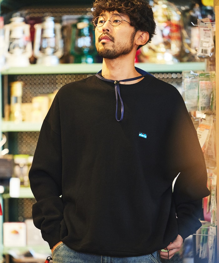特價 KAVU×FREAK'S STORE 限量寬版圓領抽繩大學T