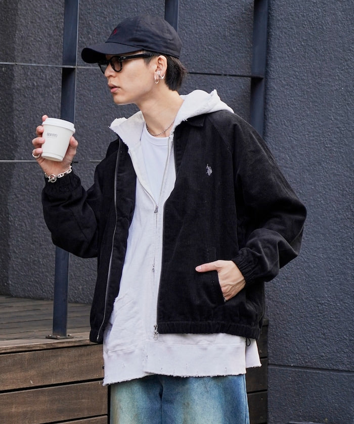 U.S. POLO ASSN. X PUBLUX 獨家設計燈芯絨雙拉鍊刺繡Logo外套