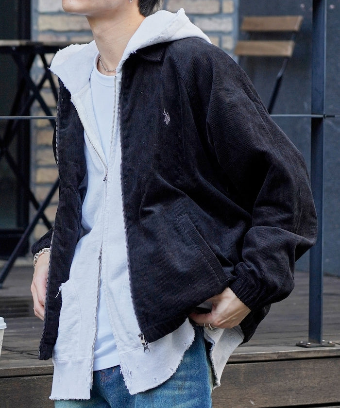 U.S. POLO ASSN. X PUBLUX 獨家設計燈芯絨雙拉鍊刺繡Logo外套