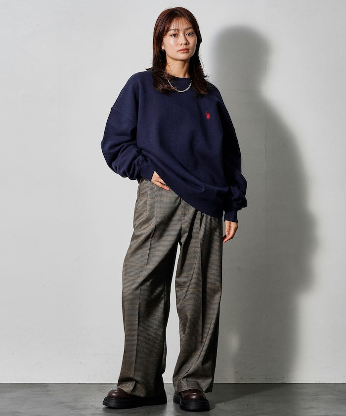 U.S. POLO ASSN. X PUBLUX 獨家設計刺繡Logo加絨圓領大學T