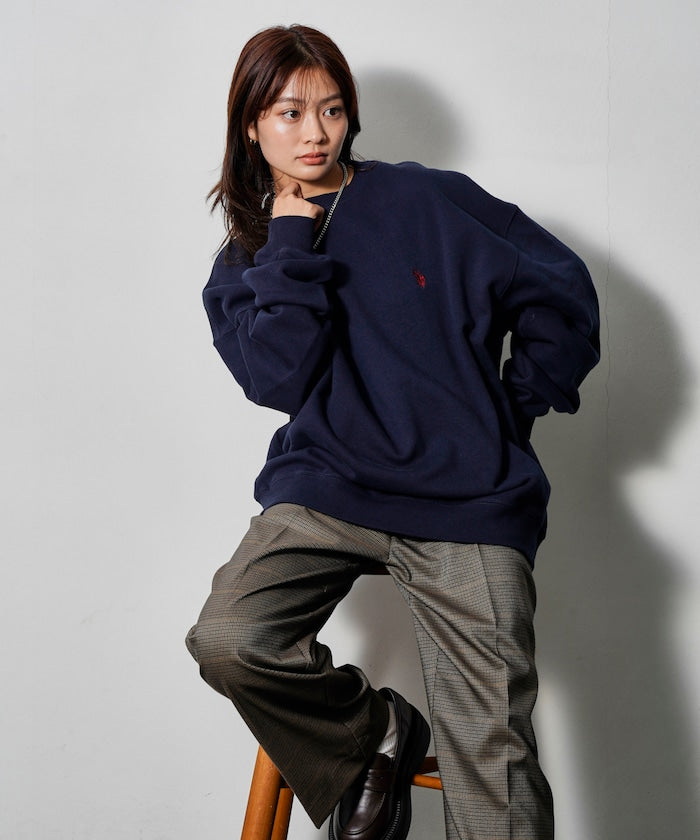 U.S. POLO ASSN. X PUBLUX 獨家設計刺繡Logo加絨圓領大學T